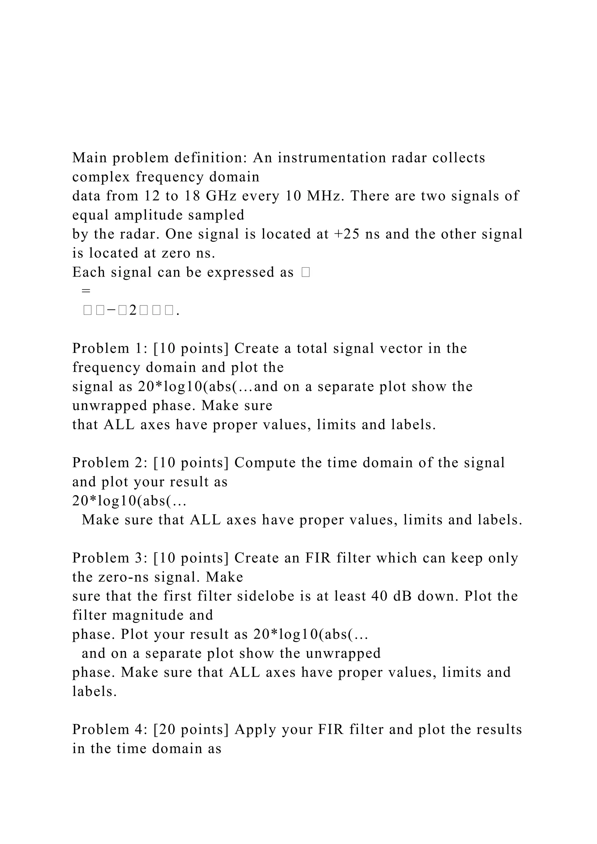 Main problem definition An instrumentation radar collects com.docx