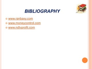 BIBLIOGRAPHY
 www.ranbaxy.com
 www.moneycontrol.com

 www.ndtvprofit.com
 