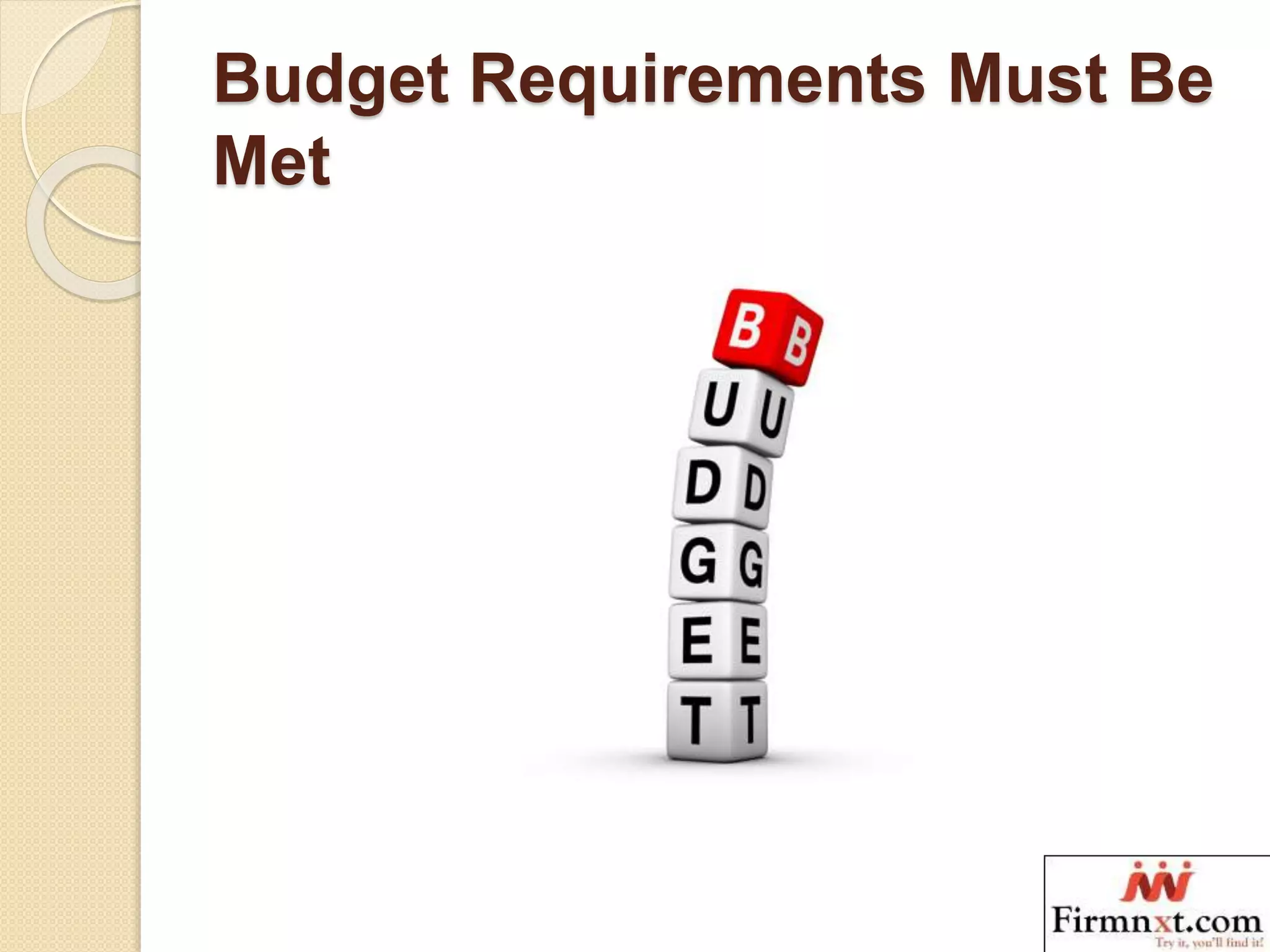Budget Requirements Must Be
Met
 
