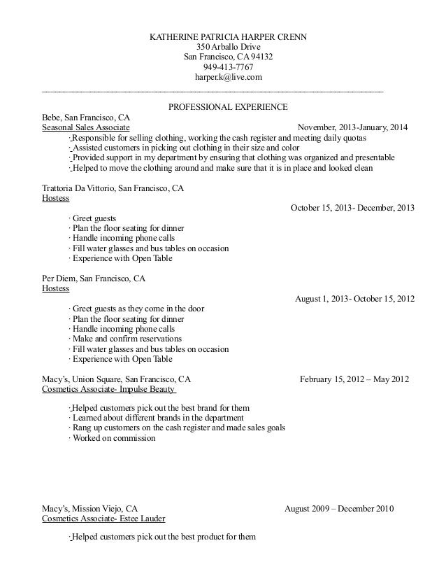 personal shopper resume