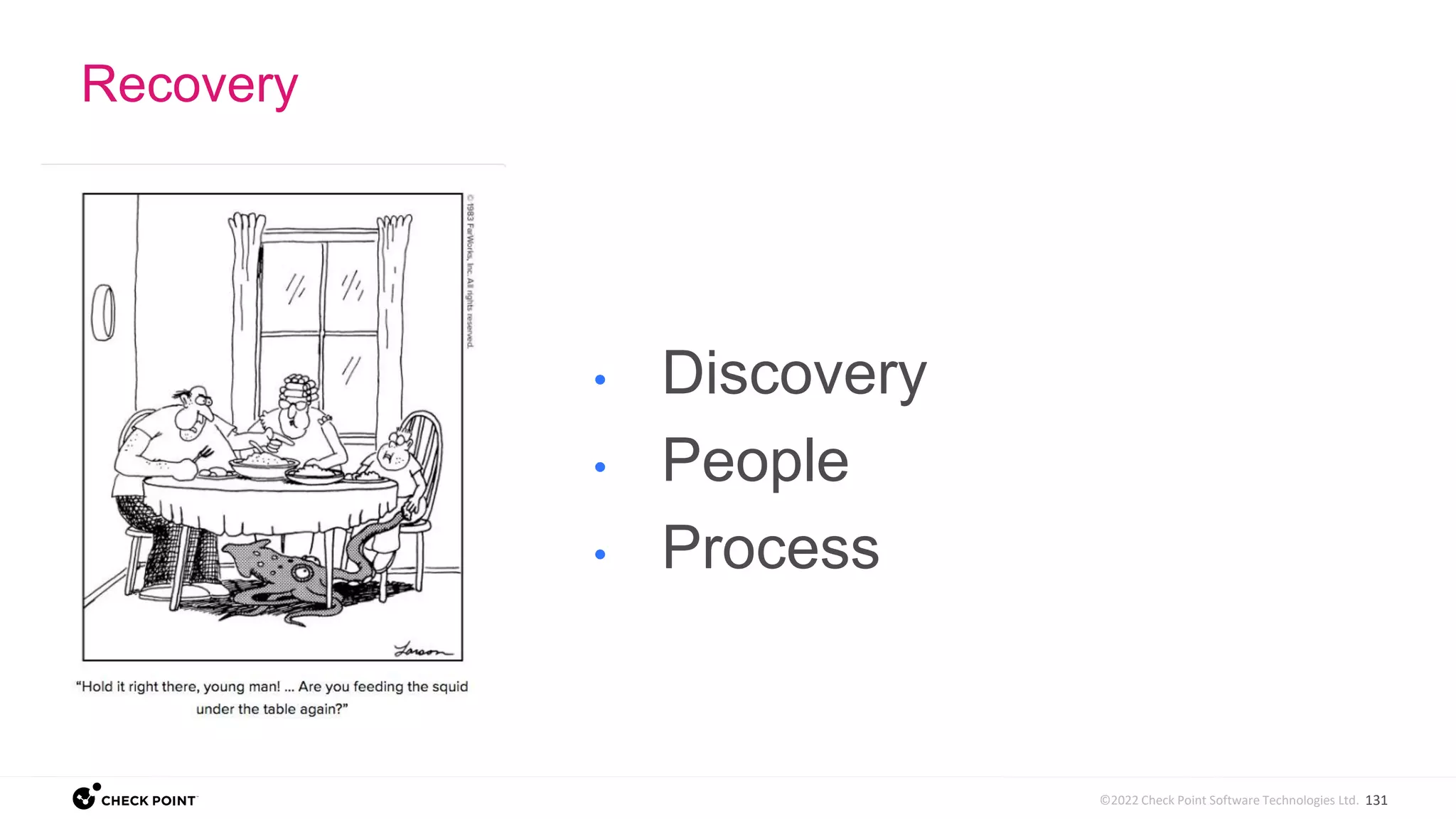 131
©2022 Check Point Software Technologies Ltd.
Recovery
• Discovery
• People
• Process
 