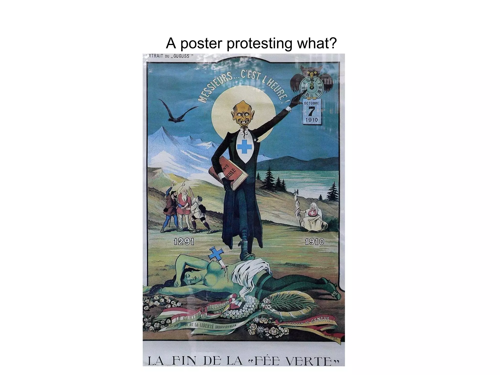 A poster protesting what? 