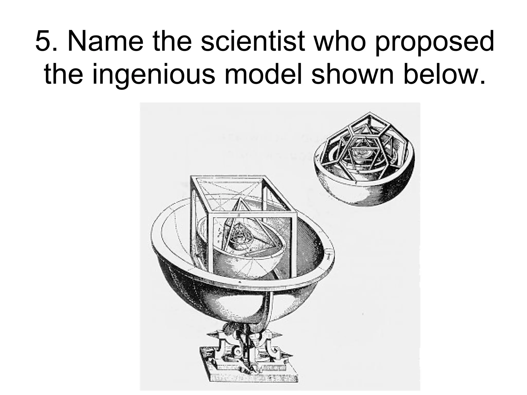 5. Name the scientist who proposed
 the ingenious model shown below.
 