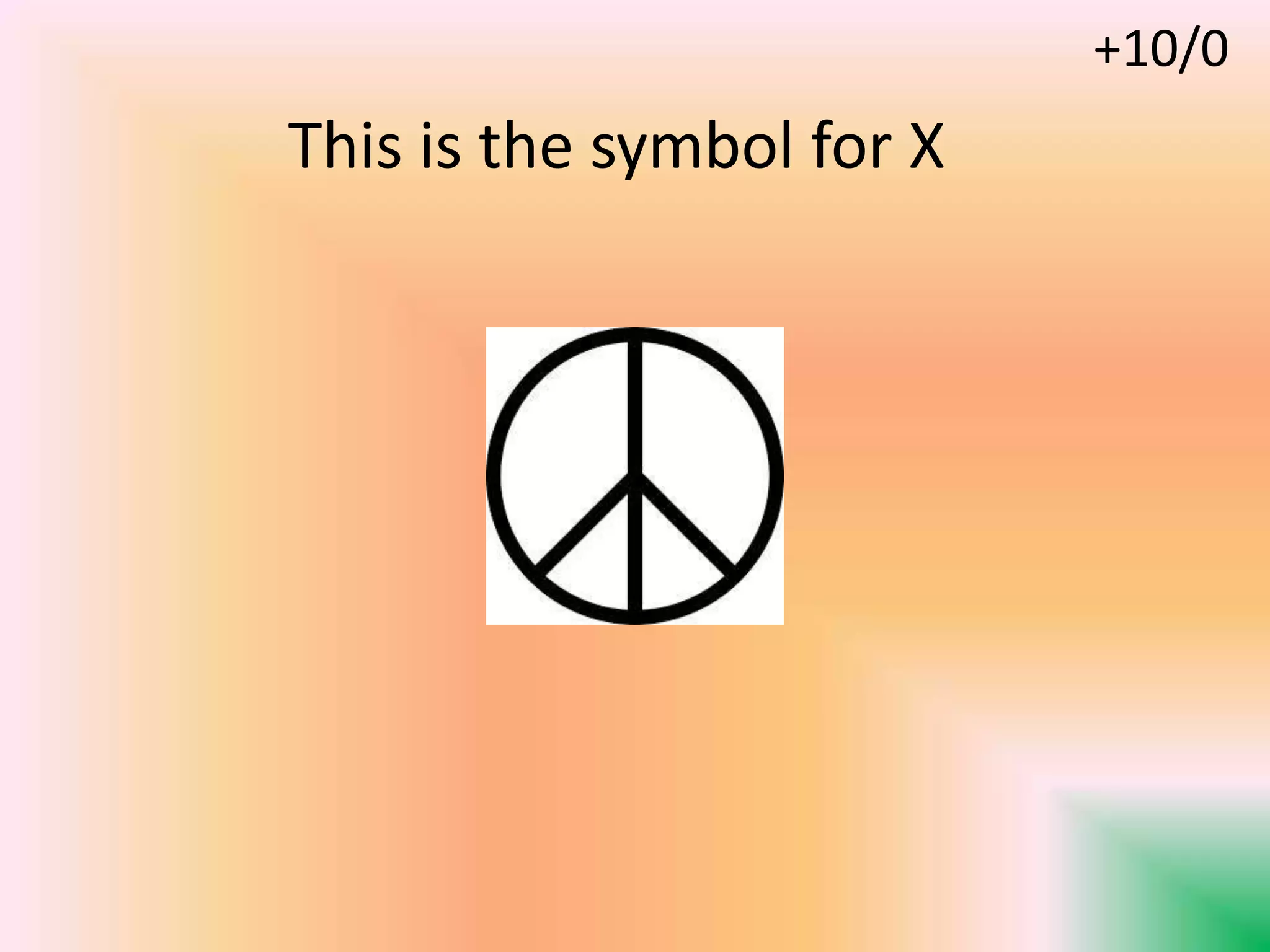This is the symbol for X
+10/0
 