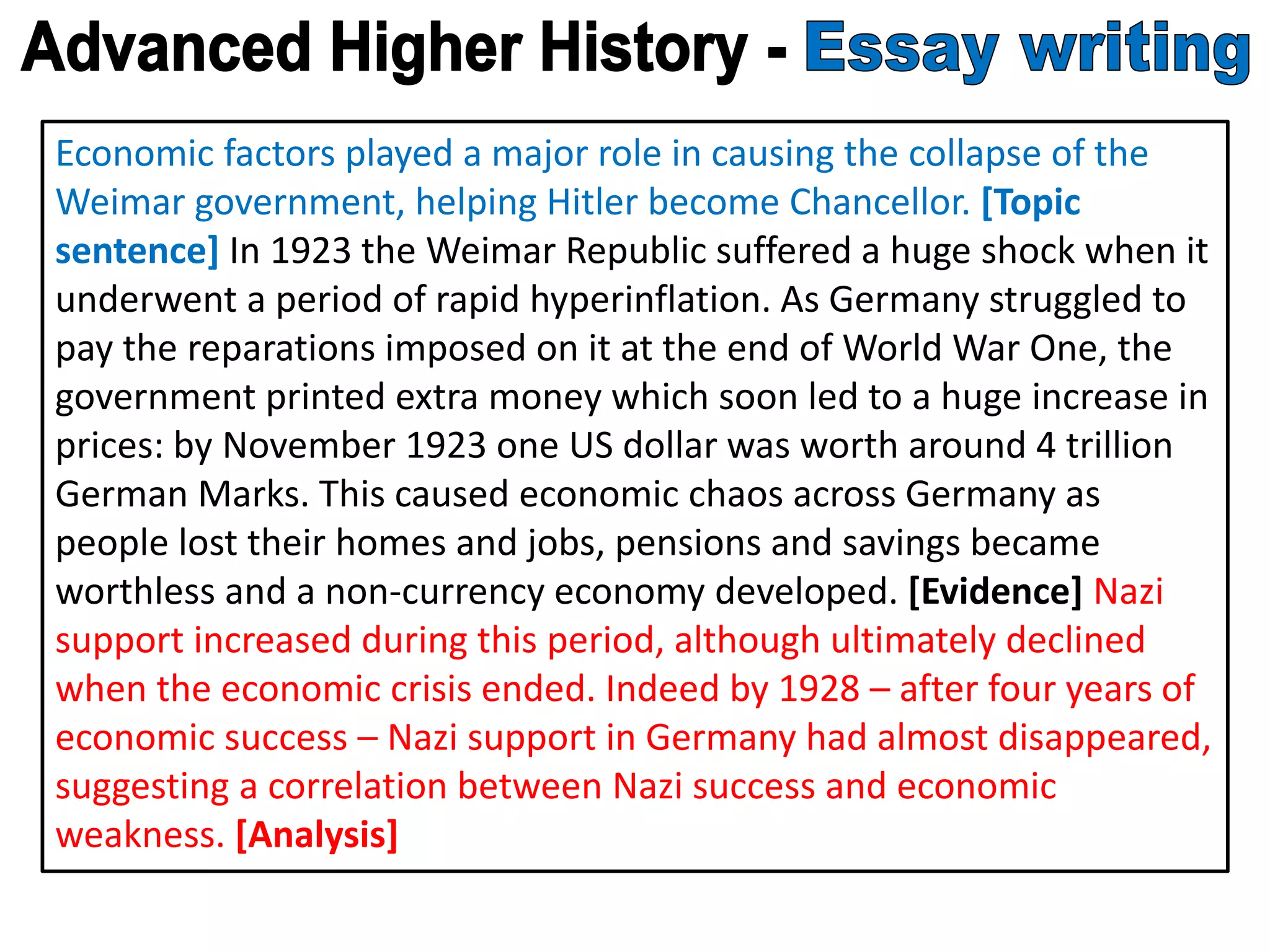 Main section - Advanced Higher History essay | PPT