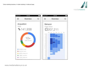 Online marketing bootcamp  mobile marketing  mobile and apps 
www.mediamatters-pr.co.uk 
 
