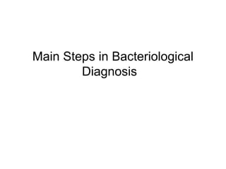 Main Steps in Bacteriological 
Diagnosis 
 