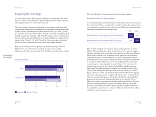 The Red Papers:                                                                                                                                     Mainstream Green




                Comparing the Green Gaps                                                          Why the diﬀerence? Our research points to ﬁve major reasons:

                As you’d expect, given their greener tendencies, our data show that while         Environmental health = Human health
                there is a Green Gap in China, on almost all measures the Gap is narrower,
                often signiﬁcantly so, in China than in the US.                                   As we showed earlier, 70% of Americans would rather cure cancer than save
                                                                                                  the environment. We were surprised to see that in China, those proportions
                Take, for example, alternative sustainable transportation; while more than        are completely reversed. Seventy-eight percent of Chinese consumers place
                two thirds of Americans say it’s important to use public transportation, walk     saving the environment over curing cancer.
                or bike to work, less than a third of them actually do so. In China, 93% say                                                                U.S.    China
                it’s important, and 84% of them follow through. That makes for gaps of 41%
                and 9% respectively. Similarly, while 81% of Americans says it’s important to     Would rather cure cancer than save the environment          70%        22%
                buy local food, only 49% of them do. In China the ﬁgures are 78% and 71%,
                a gap of only 7% to the US’ 32%. Overall in China, most green behaviors           Would rather save the environment than cure cancer          30%        78%
                are seen as more important and there’s much more follow-through.

                Why are the Chinese so much greener and their Green Gap narrower?
                While factors like infrastructure certainly account for some of the               Why should saving the environment trump curing cancer for so many
                diﬀerences, they do not account for them all. There are other factors in play.    Chinese? To us in America, where we fear cancer, we’ve seen its ravages
                                                                                                  up close, and most of us personally know someone who has been aﬄicted,
Comparing the                                                                                     this is hard to fathom. And no wonder: while Americans are constantly
US and China                                                                                      reminded of cancer’s toll on our bodies, in the US we breathe clean air
                GAP BY COUNTRY                                                                    and drink clean water, so the correlation between environment and health
                                                                                                  is an abstract notion. In China, it is all too tangible. Fouled rivers and
                                                                                                  sooty skies are an everyday sight for most Chinese. The harm done by
                                                                                      89          tainted water isn’t a fear; it’s a reality that has likely befallen someone
                         China
                                                                       75                         they know. The sight of smog isn’t eyesore; it’s a clutch felt in the chest.
                                                                                       14         China is now where parts of the US were in the 70s, when you couldn’t
                                                                                                  jog in LA because of the smog and the Environmental Protection Agency
                                                                                                  was easy for the government to approve. But because we no longer feel a
                United States
                                                                             80                   direct environmental impact on our health, solving this remote problem
                                                        50                                        gets viewed as luxury and is pushed far down on our priority list. In
                                                                                 30               China, by contrast, environmental health equals human health. We know
                                                                                                  from our research and from experience that where there is a clear link
                                  0              25          50             75              100   between sustainability and human health, people are highly motivated.
                                                                                                  Sustainability is experienced as a matter of life and death in China today,
                                                                                                  and that’s a major reason they care.
                     Importance       Behavior   Gap




                96                                                                                                                                                               97
 