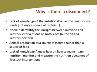 Mainstreaming human nutrition in livestock interventions: Lessons learned from a capacity building workshop for the Sahel region