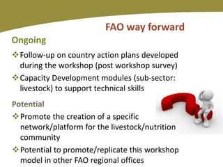 Mainstreaming human nutrition in livestock interventions: Lessons learned from a capacity building workshop for the Sahel region