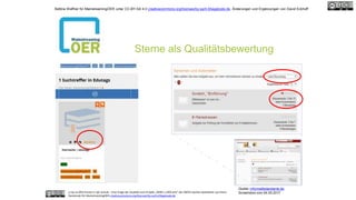 Sterne als Qualitätsbewertung
Quelle: informatikstandards.de,
Screenshot vom 04.05.2017cc by sa OER-Einsatz in der Schule – Eine Frage der Qualität vom Projekt „MINT-L-OER-amt“ der RWTH Aachen bearbeitet von Petra
Danielczyk für MainstreamingOER creativecommons.org/licenses/by-sa/4.0/legalcode.de
Bettina Waffner für MainstreamingOER unter CC-BY-SA 4.0 creativecommons.org/licenses/by-sa/4.0/legalcode.de, Änderungen und Ergänzungen von David Eckhoff
 