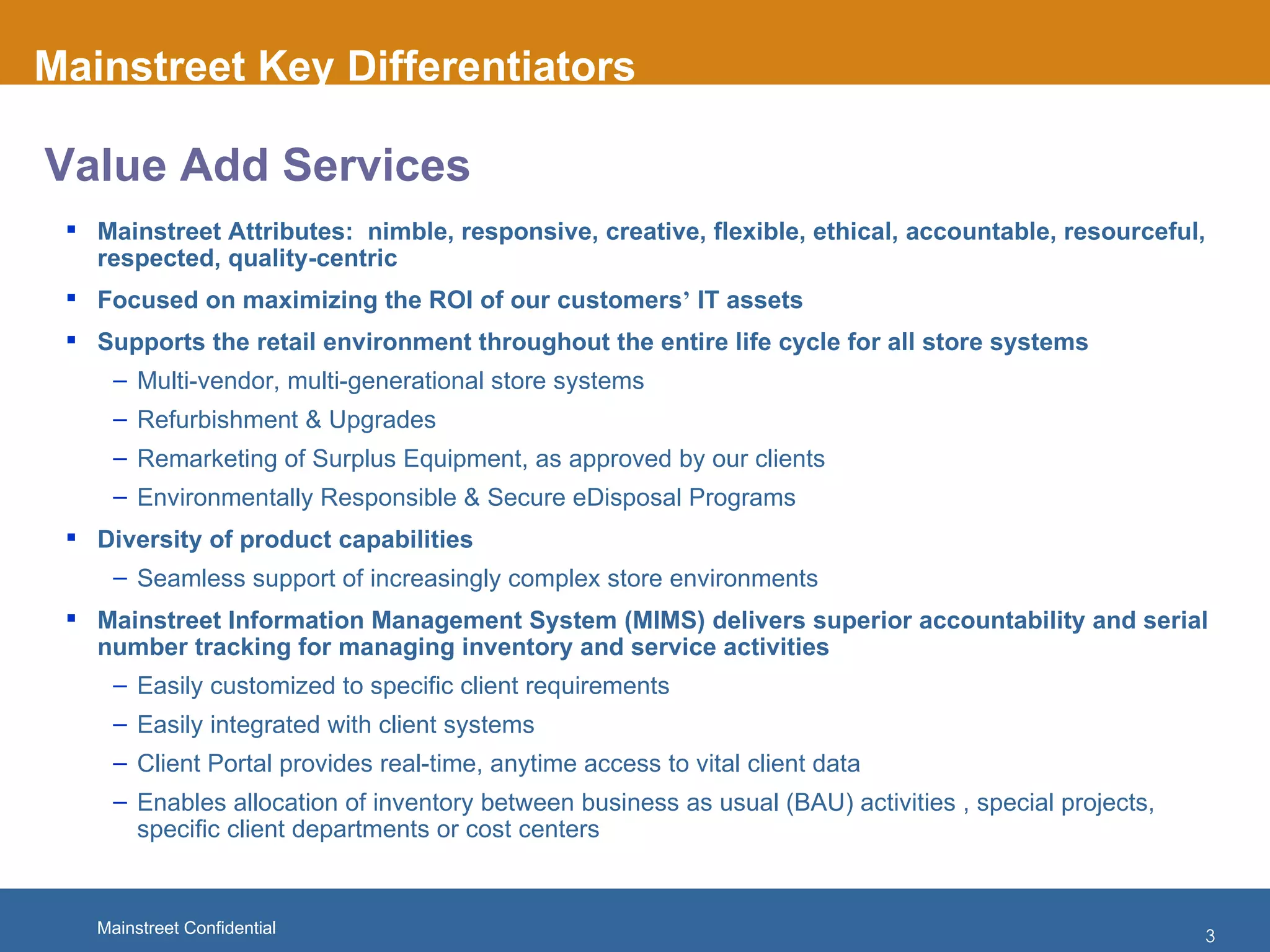 Mainstreet Inc  Capabilities Overview Dec 2011