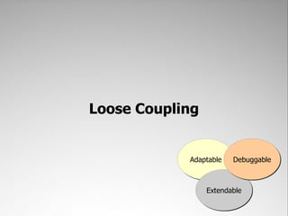Loose Coupling


            Adaptable   Debuggable



                 Extendable
 