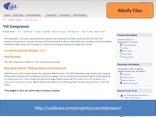 Minify Files




http://yuilibrary.com/projects/yuicompressor/
 