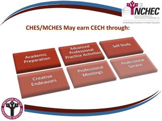 CHES/MCHES May earn CECH through:
 