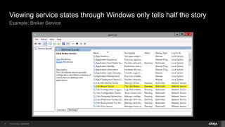 © 2014 Citrix. Confidential.8
Viewing service states through Windows only tells half the story
Example: Broker Service
 