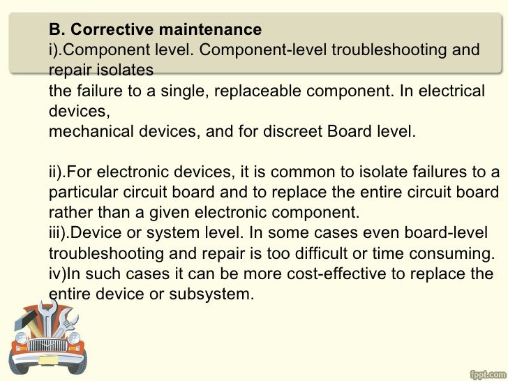 Maintaining equipment