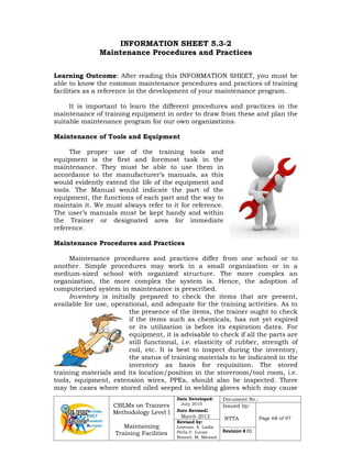 Skilled Maintenance Program.pdf Maintain training facilities 1 | PDF