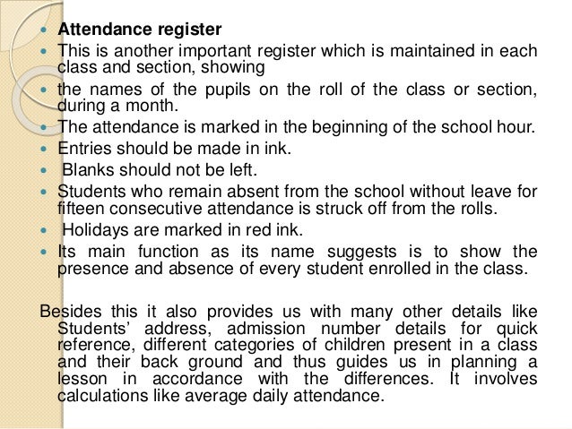 maintenance of school records school attendance records