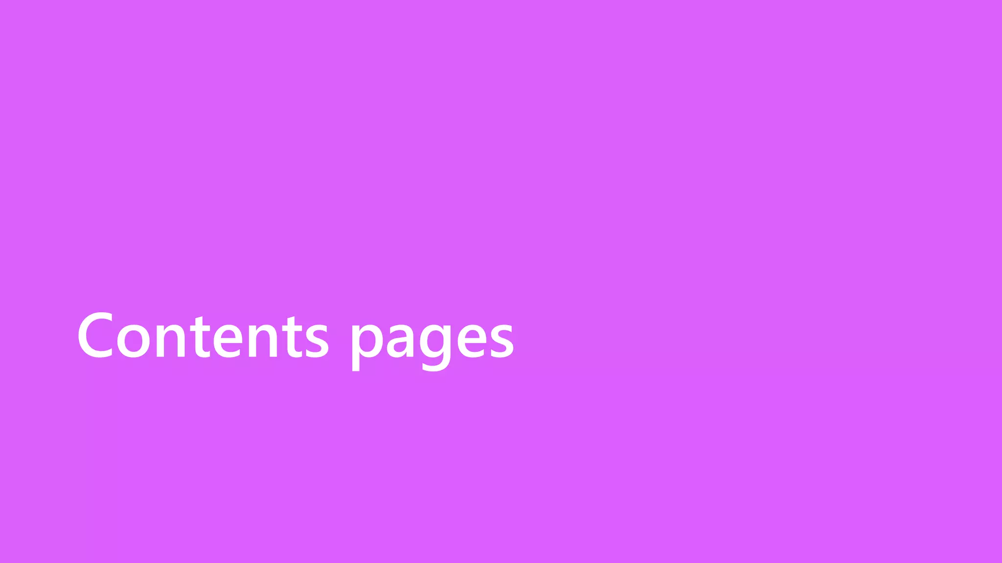 Contents pages 
 