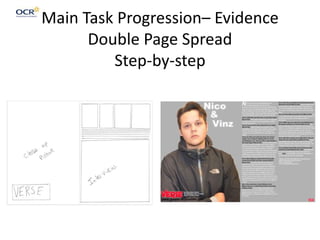 Main Task Progression– Evidence
Double Page Spread
Step-by-step
 