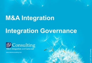 M&A Integration
Integration Governance
www.ddavisconsulting.com
©2017DDConsulting
DD Consulting
M&A Integration and Carve out
 