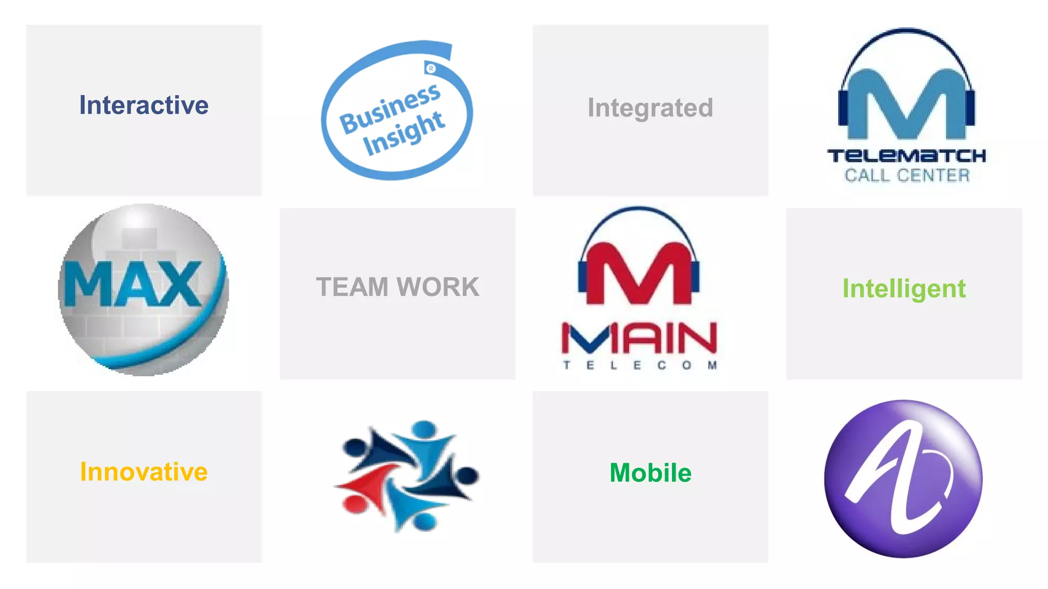 Mobile
IntegratedInteractive
TEAM WORK Intelligent
Innovative
 