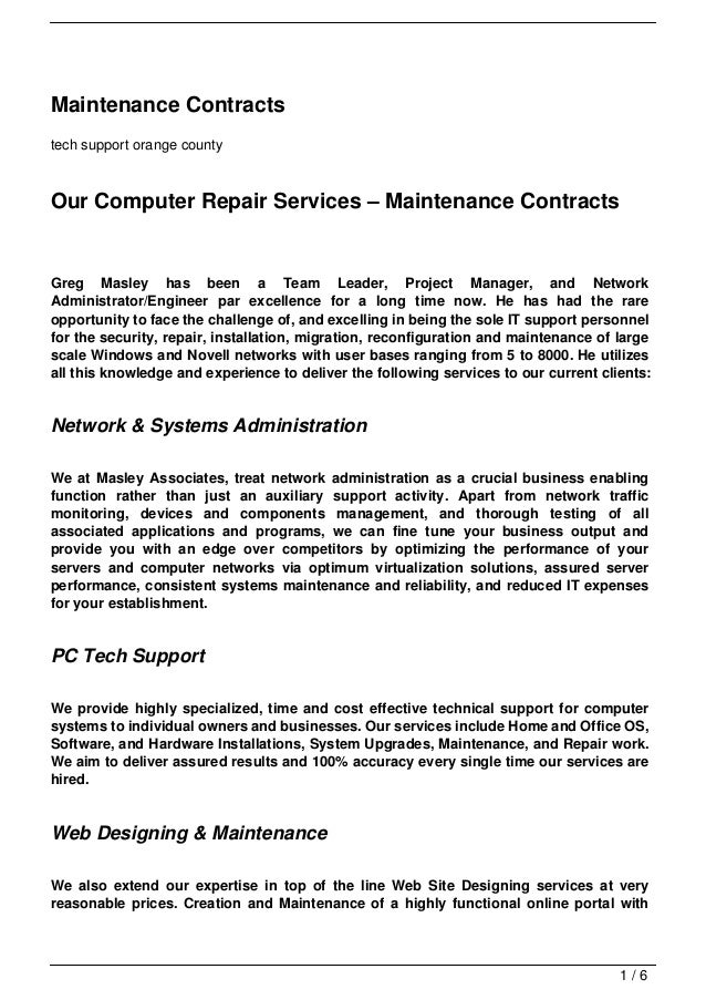 maintenance contracts web maintenance contracts