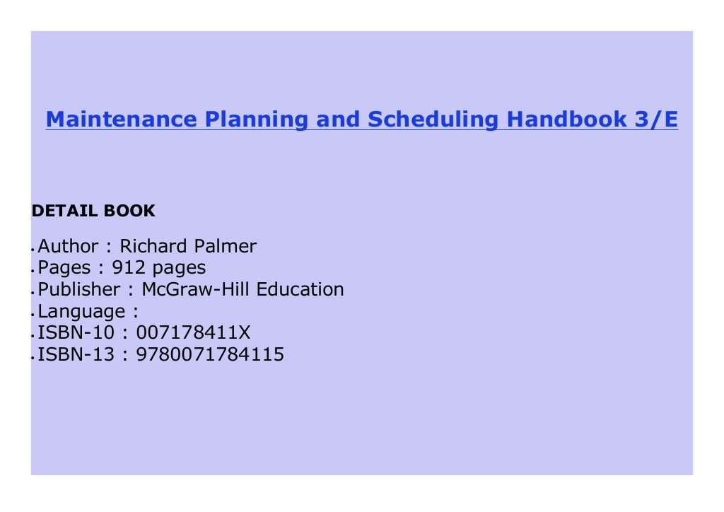 Maintenance Planning and Scheduling Handbook 3/E