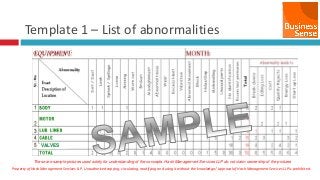 Property of Hash Management Services LLP. Unauthorized copying, circulating, modifying and using it without the knowledge / approval of Hash Management Services LLP is prohibited.
Template 1 – List of abnormalities
VALVES
These are sample pictures used solely for understanding of the concepts. Hash Management Services LLP do not claim ownership of the pictures
 