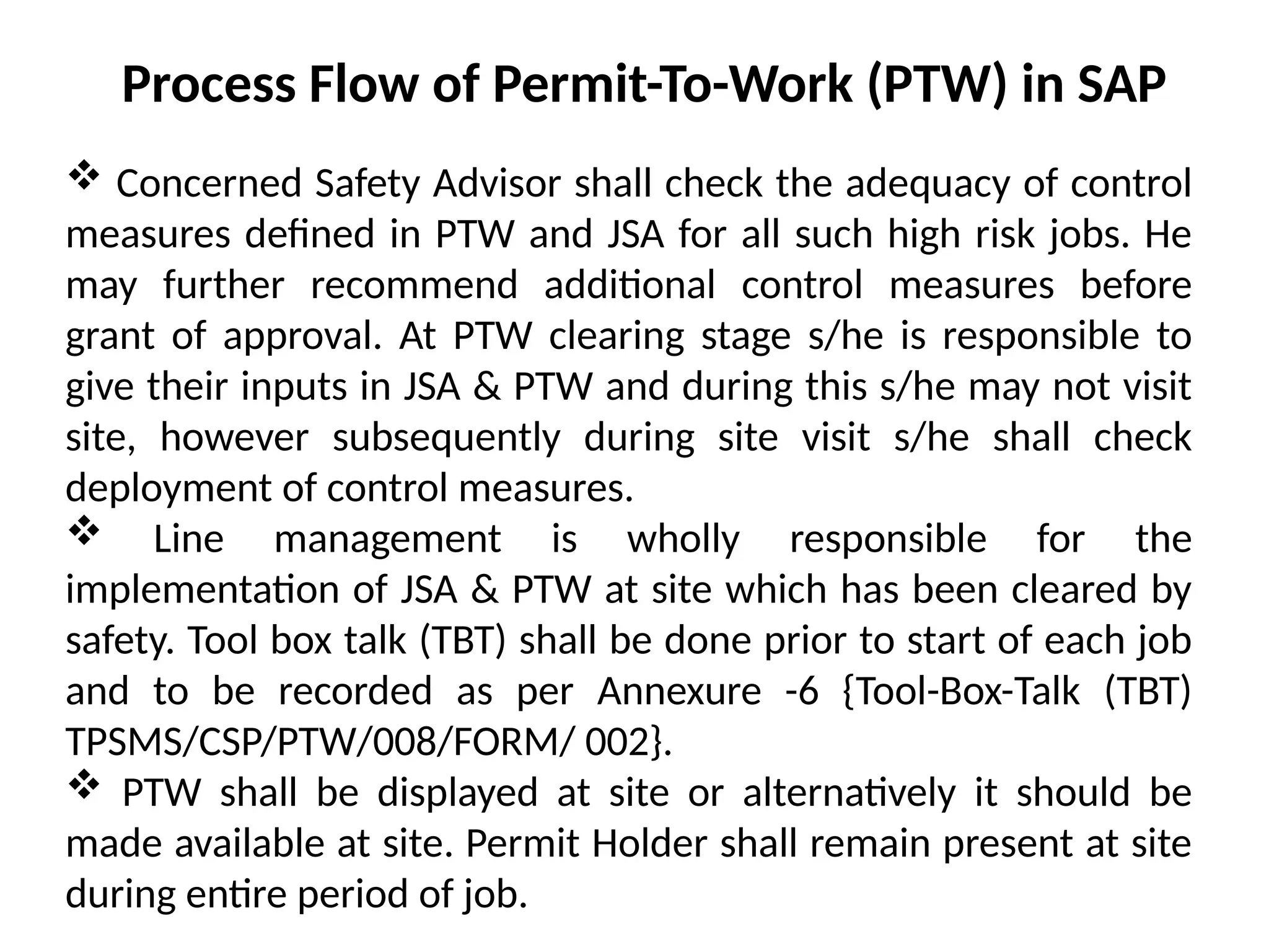 Maintenance - Work Permit Procedures, Self Permit, Permit on Phone ...