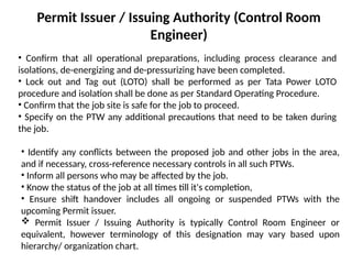 Permit Issuing System Maintenance - Work Permit Procedures, Self Permit, Permit on Phone ...