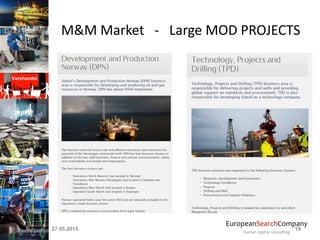 EuropeanSearchCompany
human capital consulting
M&M Market - Large MOD PROJECTS
27.05.2015 19
 