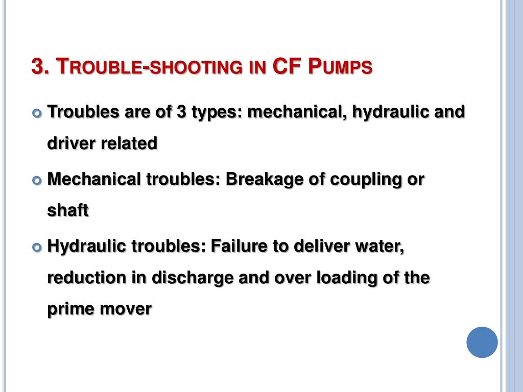 MAINTENANCE AND TROUBLESHOOTING OF CENTRIFUGAL PUMPS