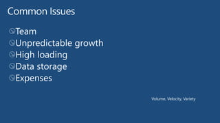 Volume, Velocity, Variety
 