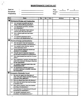 Maintenance Checklist
