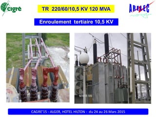 CAGRE’15 - ALGER, HOTEL HILTON - du 24 au 26 Mars 2015
TR 220/60/10,5 KV 120 MVA
Enroulement tertiaire 10,5 KV
 