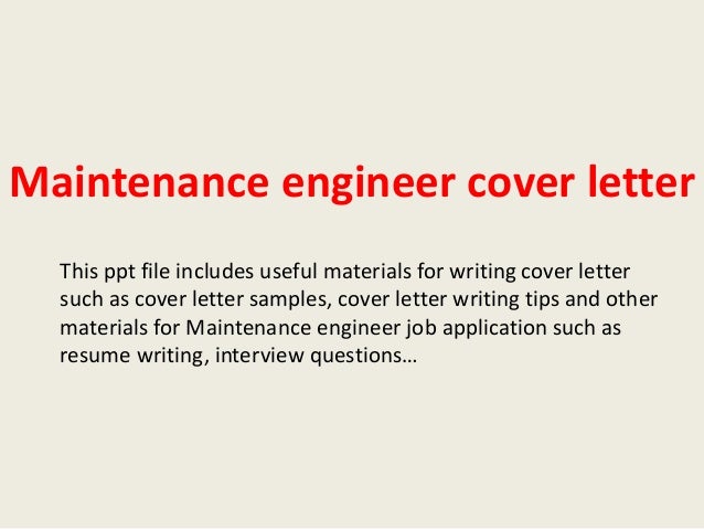 maintenance engineer cover letter maintenance engineer cover letter