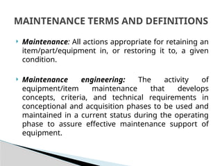 Is Maintenance Engineering Control Maintenance Engineering - Lecture 2.pptx