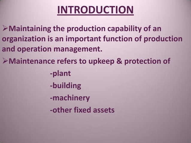 Maintenance management | PPTX