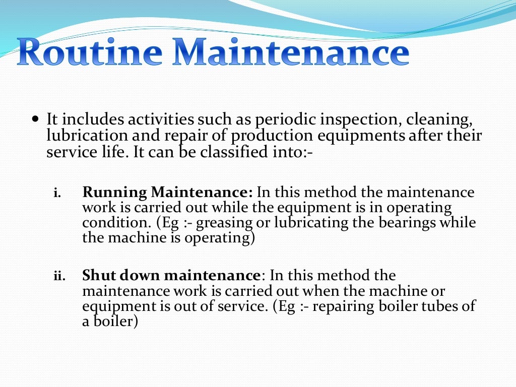 Maintenance management