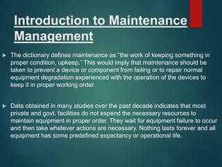 Maintenance management | PPT