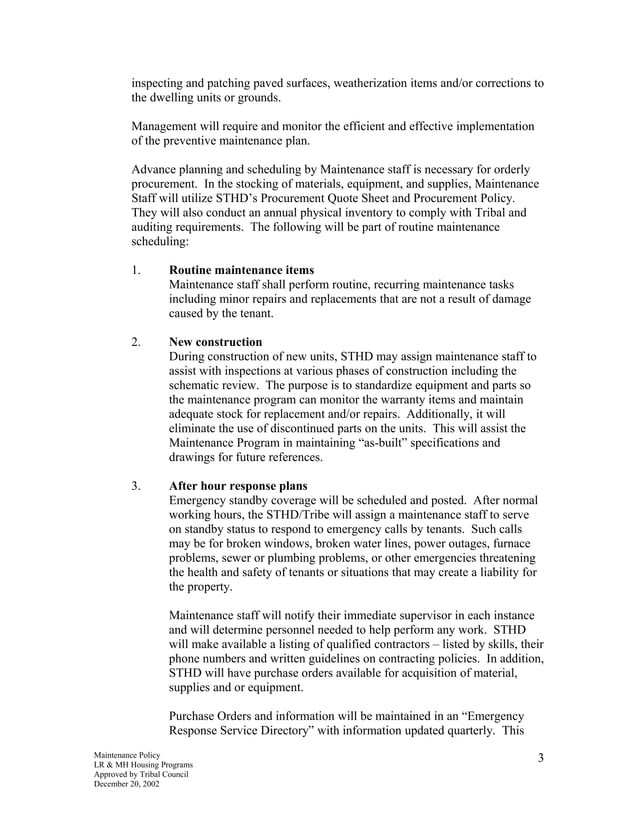 Maintenance policy PDF
