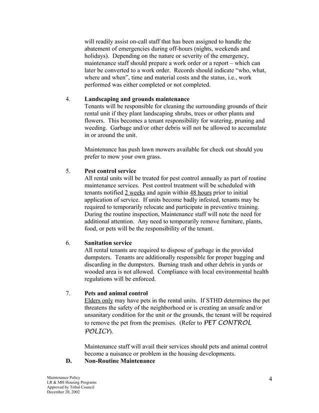 Maintenance policy PDF