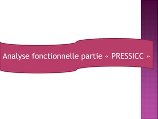 Analyse fonctionnelle partie « PRESSICC »
 
