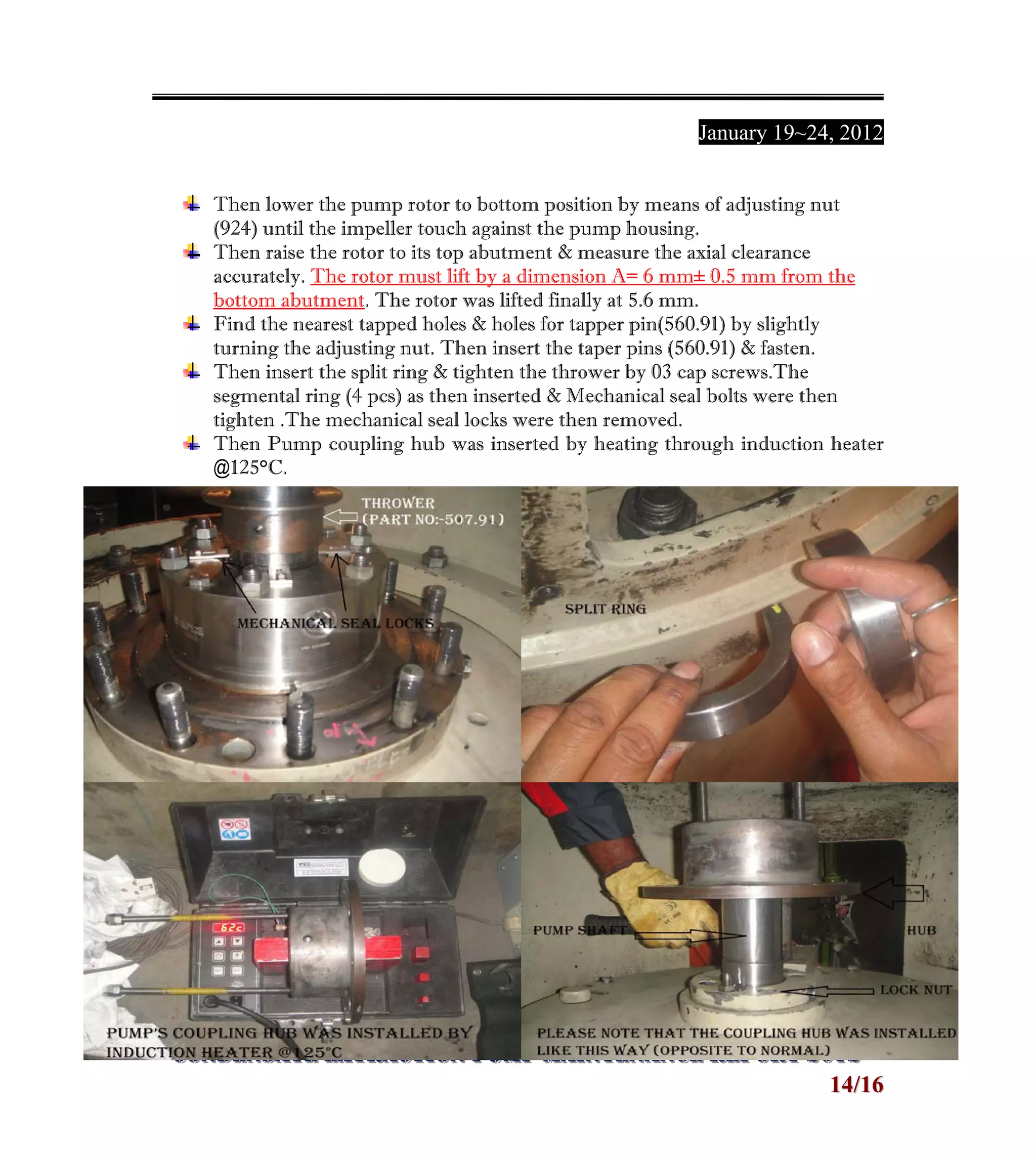 Maintenance report of Condensate Extraction Pump (KSB) | PDF