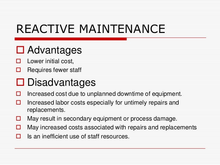 Maintenance strategies