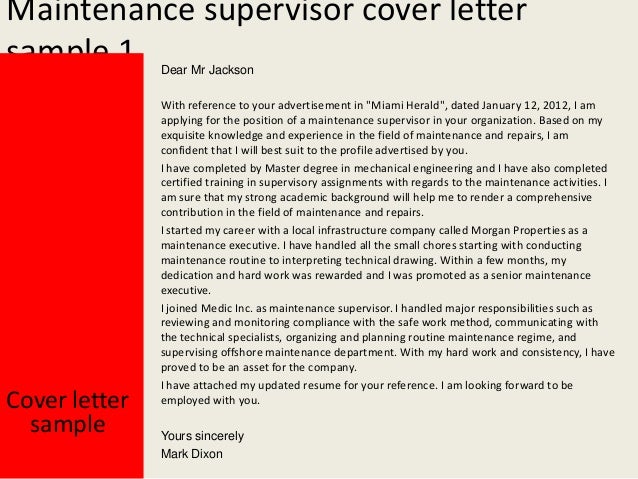 Cover letter for building superintendent position