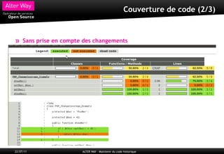 Couverture de code (2/3)



»    Sans prise en compte des changements




22/07/11                 ALTER WAY – Maintenir du code historique
 