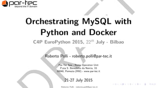 Orchestrating MySQL with Python and Docker | PPT image.